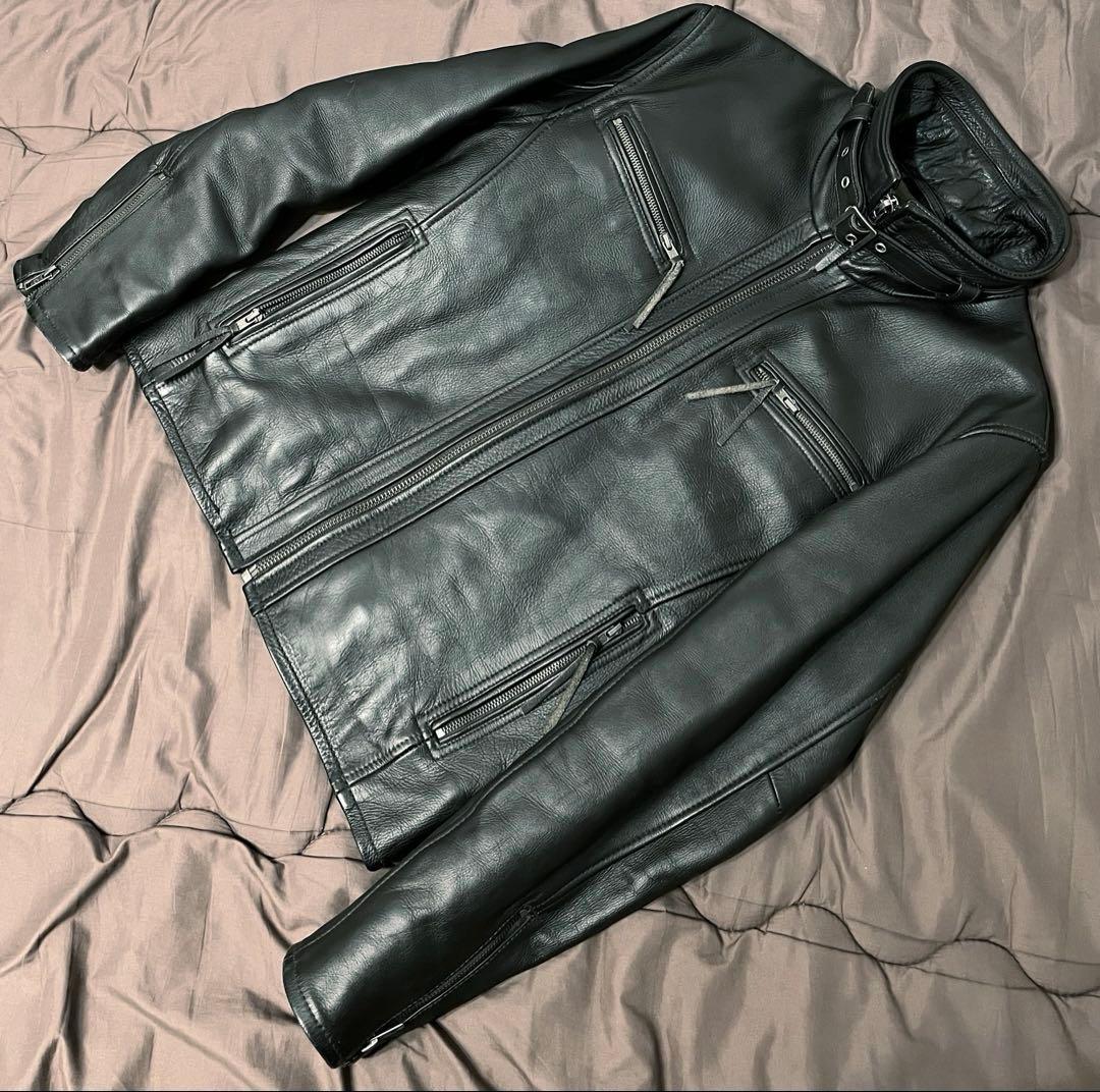 肉厚 牛革 Lugoo Leathers ブラックレーベル シングルライダース