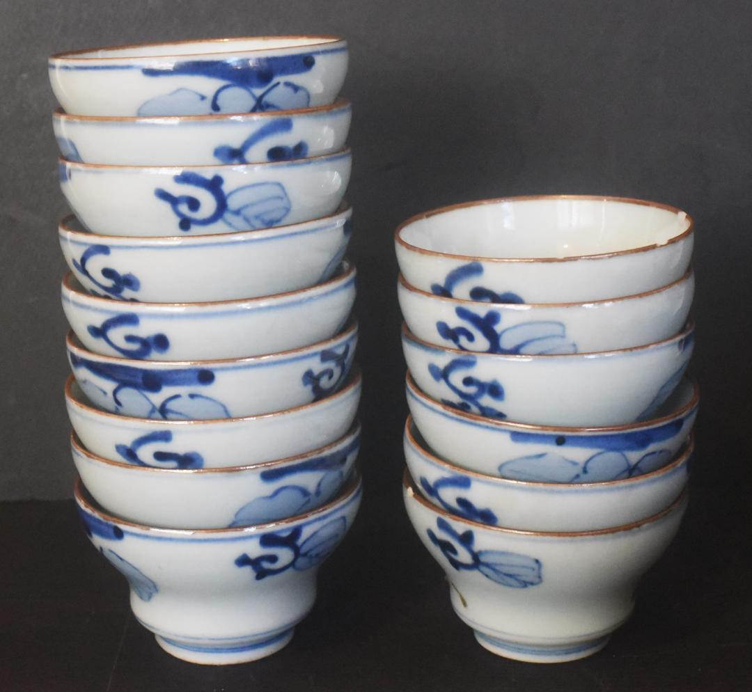 北山製造●染付小鉢向う付●15客●江戸中期●26-01-01-03