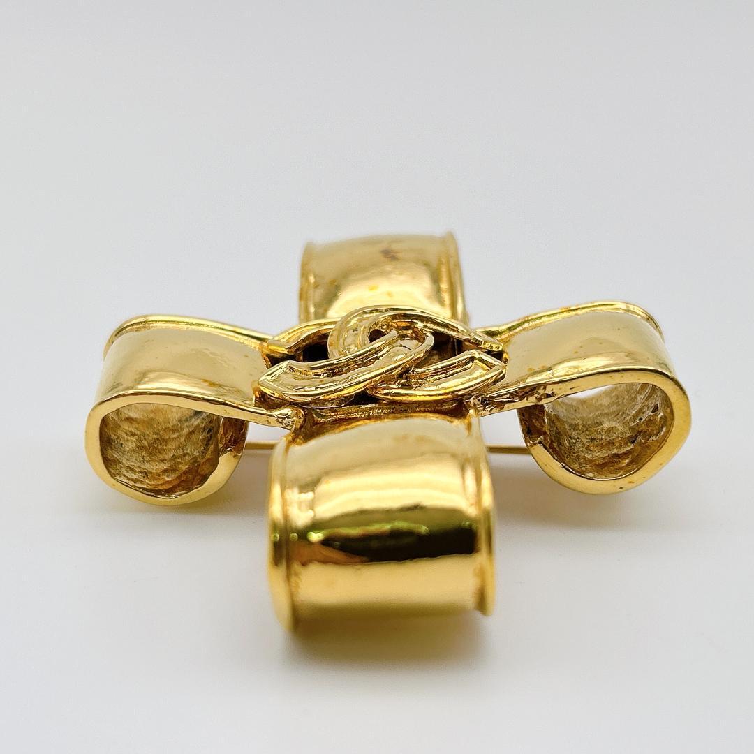 【鑑定済み！】シャネル ヴィンテージ ブローチ リボン ココマーク CHANEL