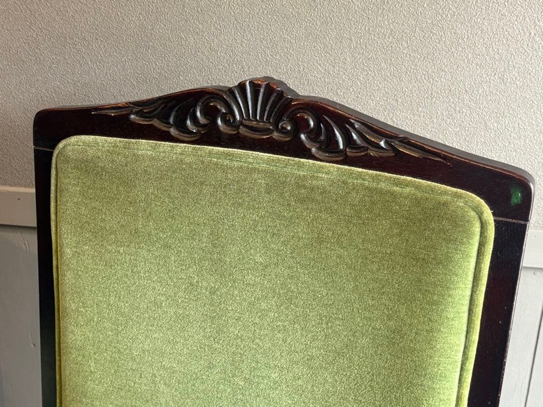 緑色ファブリックの西洋椅子 2脚セット チェア② アンティーク