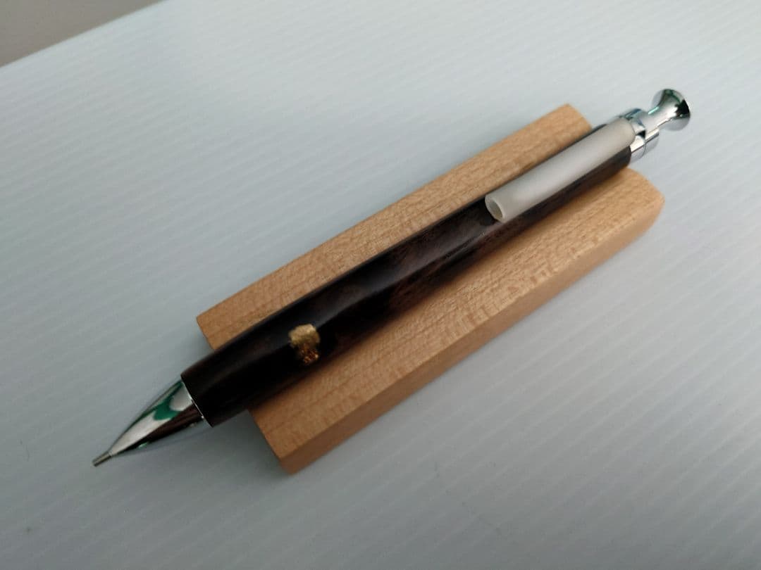 黒柿　シャープペンシル　新うるし　拭き漆　金継ぎ　補修済み