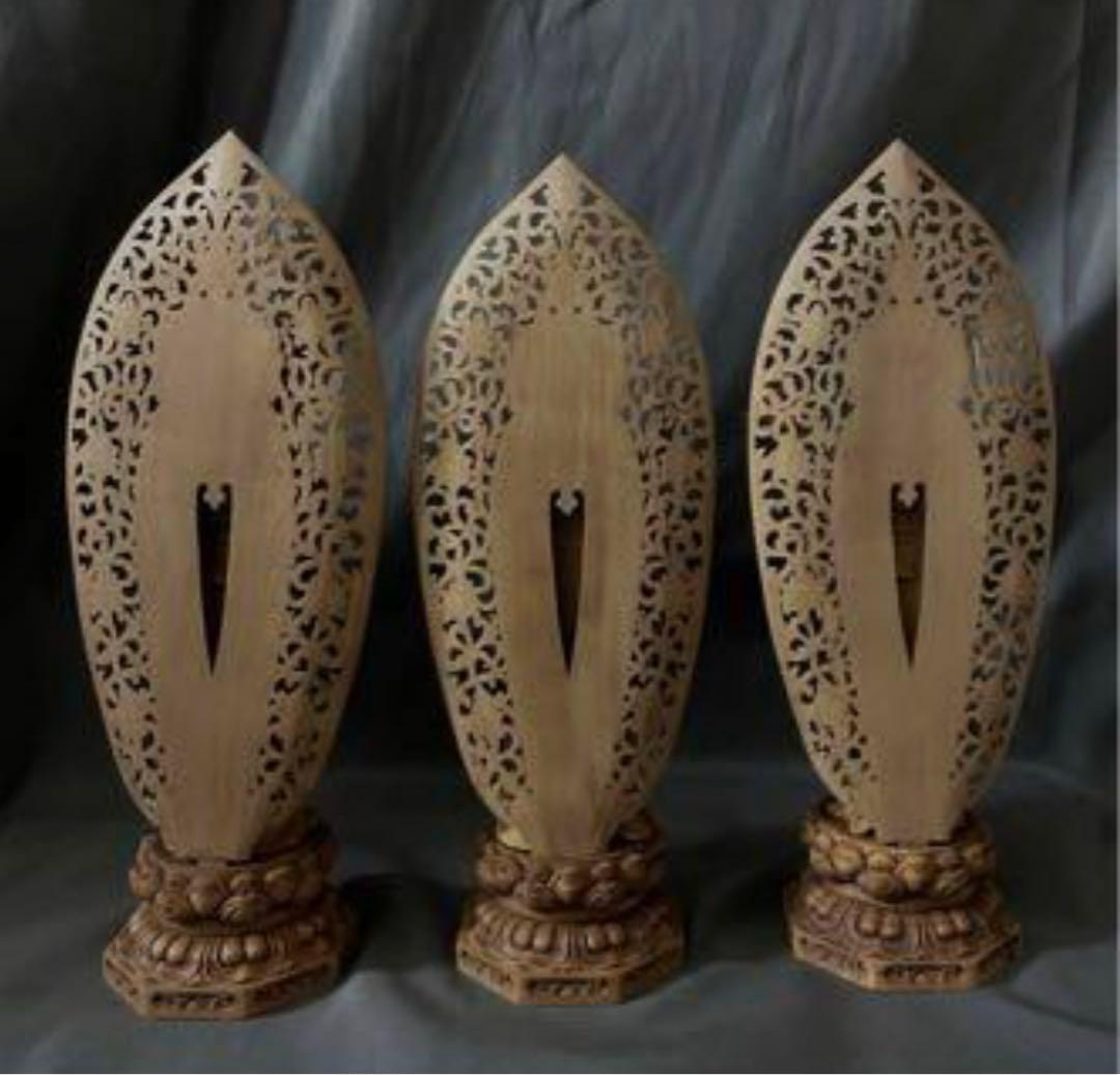 n*i様 総柘植材　仏教工芸品　時代彫刻　一刀彫　極上彫　木彫仏像　阿弥陀如来三