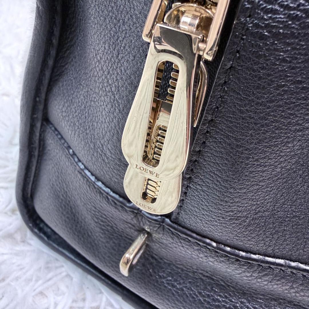 希少品 極美品 ロエベ アマソナ 36 ハンドバッグ アナグラム ムートン