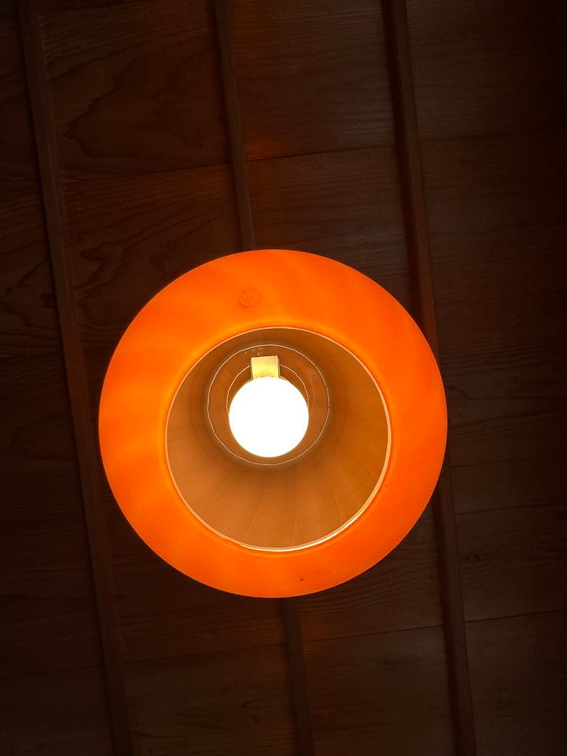 昭和レトロ　ペンダントライト　ガラス製　縞模様　岩崎電気　レトロライト