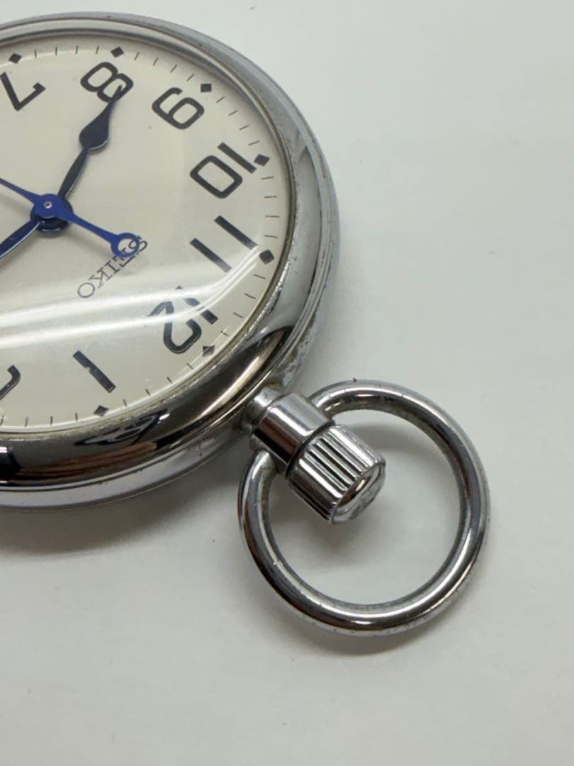 B*ン様 セイコー　懐中時計　クオーツ　廣瀬商会１００周年　鉄道時計　青針　稼働