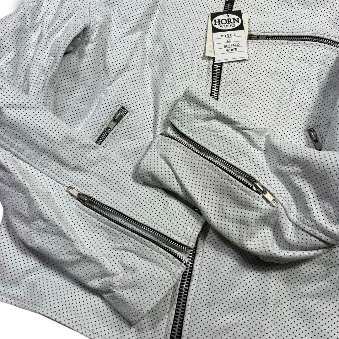 未使用タグ付き HORN WORKS パンチング レザージャケット XL