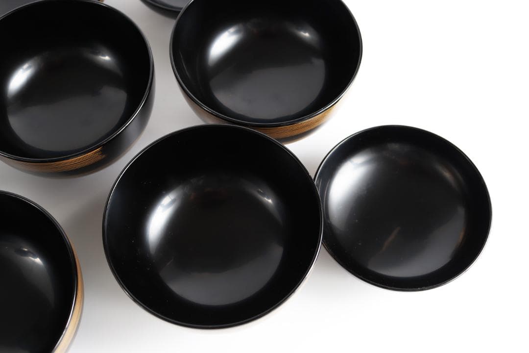 輪島塗 大向高洲堂 黒一筆 煮物椀 五客 共箱