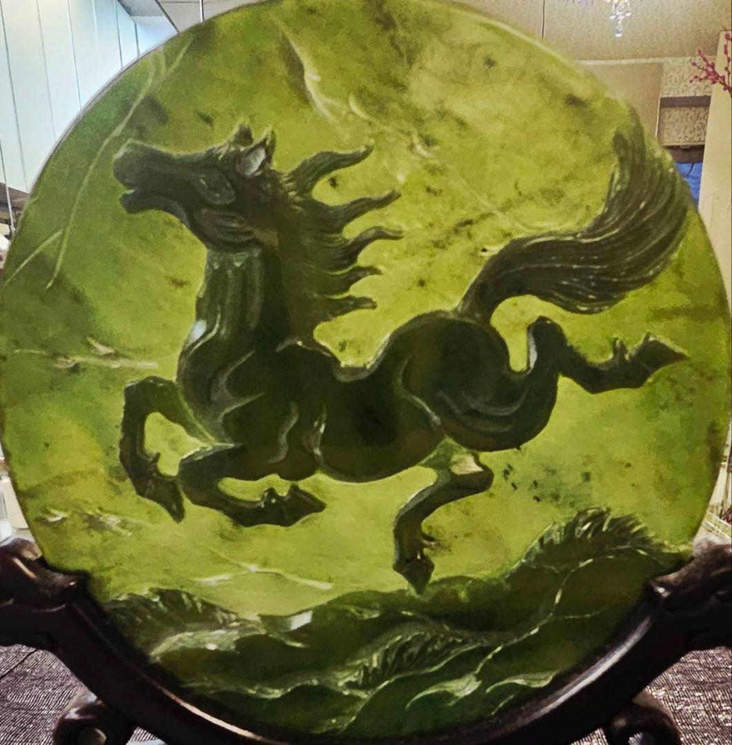 緑玉色　飾り　馬　置物