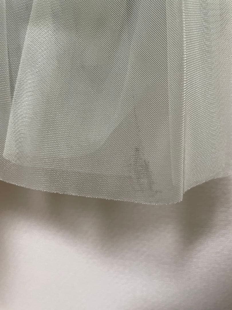 チュールパイピングAラインドレス　Mサイズ　グリーン　結婚式マタニティドレス