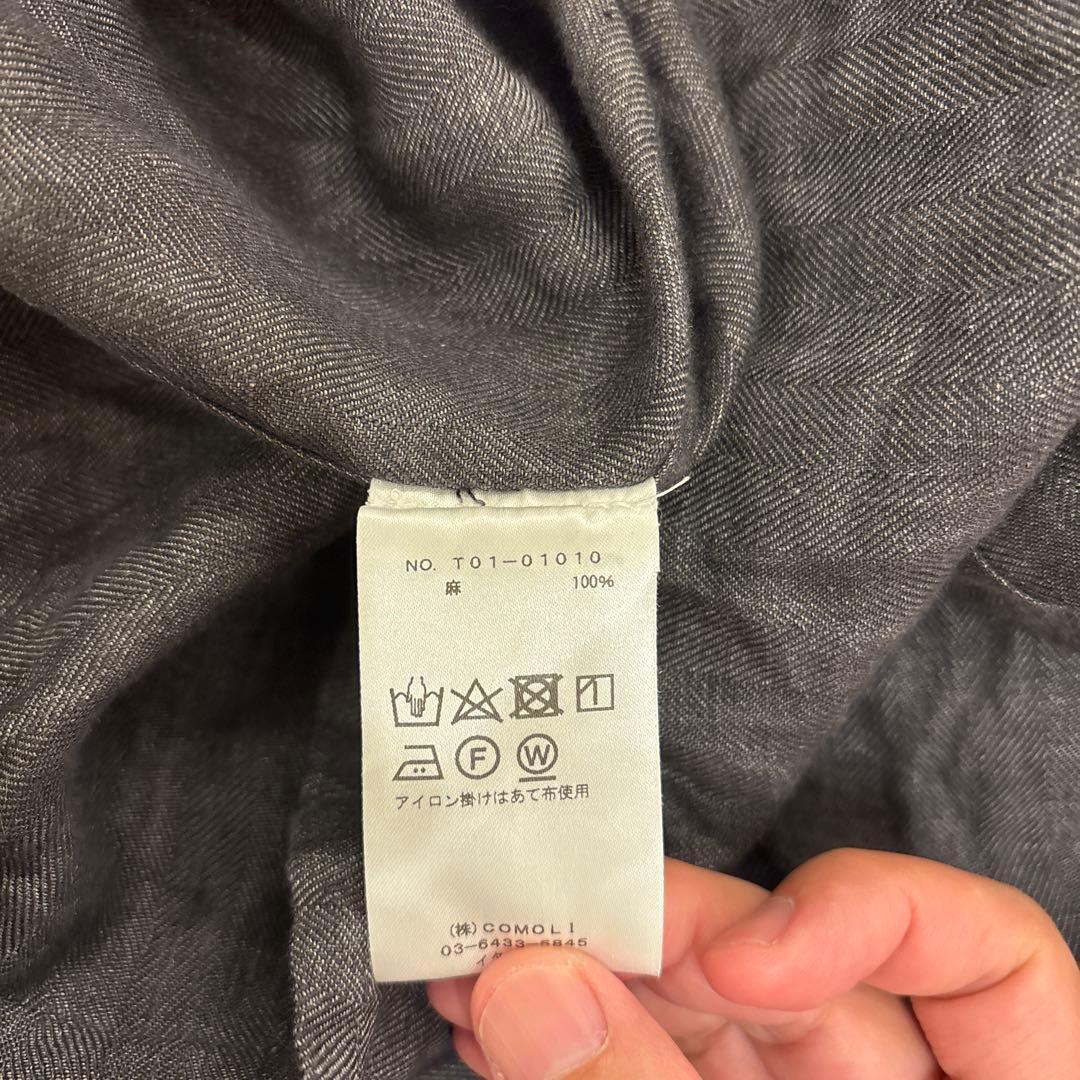 K*A様 COMOLI ピッコロ リネン ヘリンボーン スタンドカラー チャコー