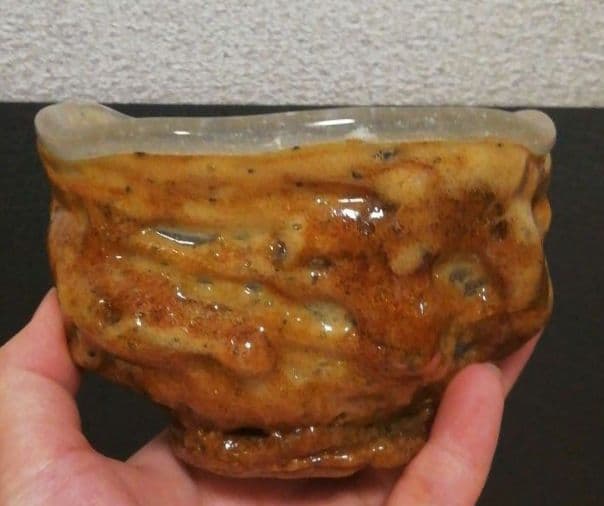 稲嶺盛吉作　琉球ガラス　瑠璃礁　茶碗　共箱　略歴付　茶道具