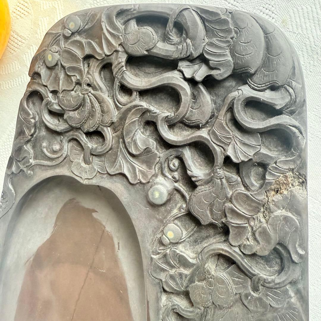 超限定出品18日20時迄‼️不世出‼️旧家蔵出書の極み端渓硯『瓜形硯』」②文房四宝