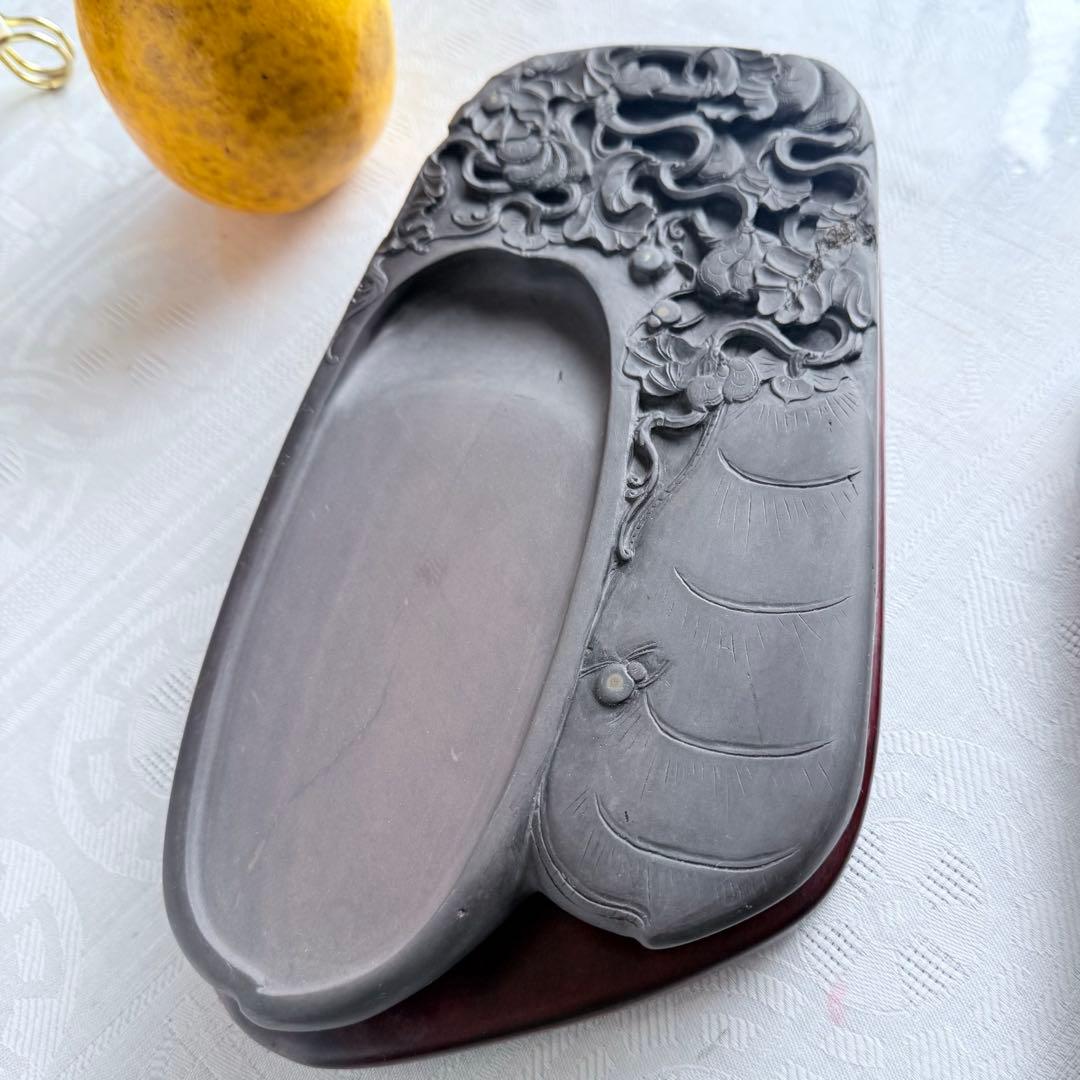 超限定出品18日20時迄‼️不世出‼️旧家蔵出書の極み端渓硯『瓜形硯』」②文房四宝