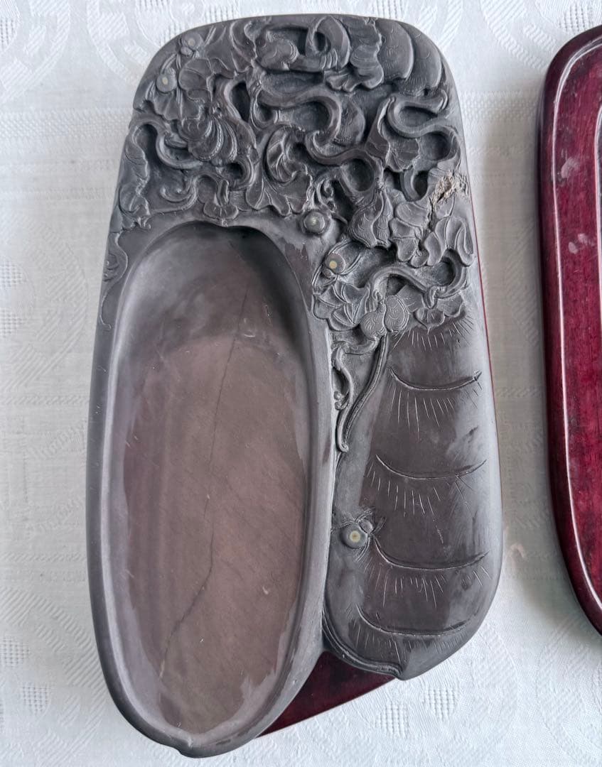 超限定出品18日20時迄‼️不世出‼️旧家蔵出書の極み端渓硯『瓜形硯』」②文房四宝