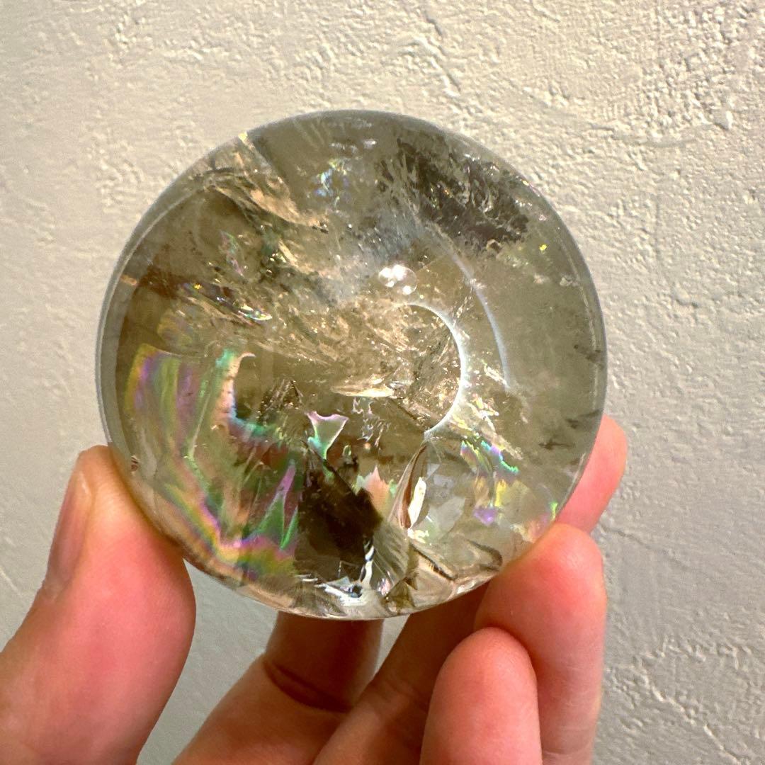 スモーキールチル　高品質　全面虹　ゴールドルチル　スモーキー　スフィア