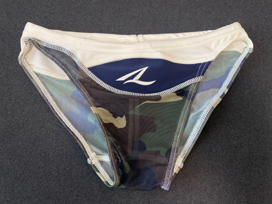 AQUX 透け競パン Sサイズ ブルー・迷彩柄