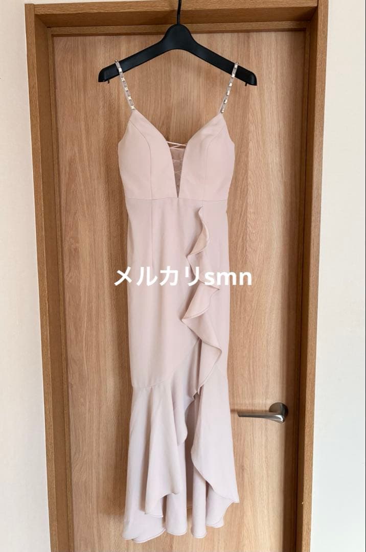 robe de fleurs glossy ロングドレス S ベージュ　シュガー