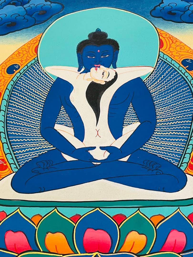 手描き 肉筆画 シャクティ タンカ 曼荼羅 仏陀 ブッタ 38.5 × 28.5