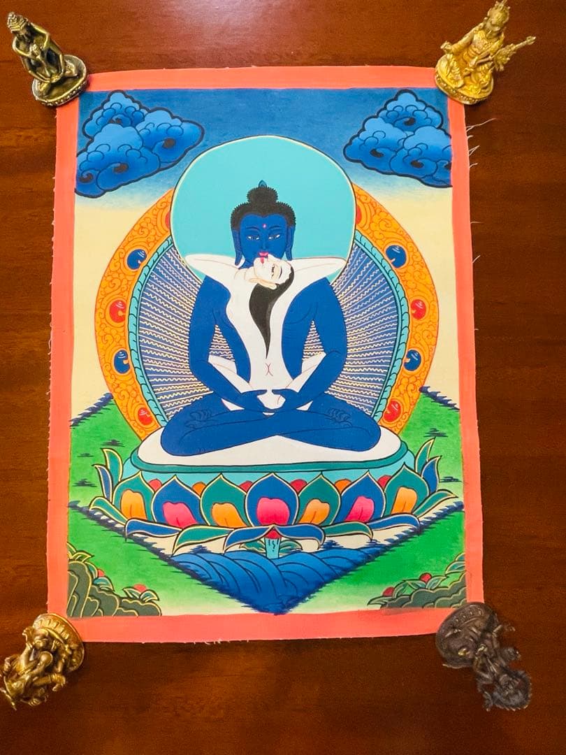 手描き 肉筆画 シャクティ タンカ 曼荼羅 仏陀 ブッタ 38.5 × 28.5
