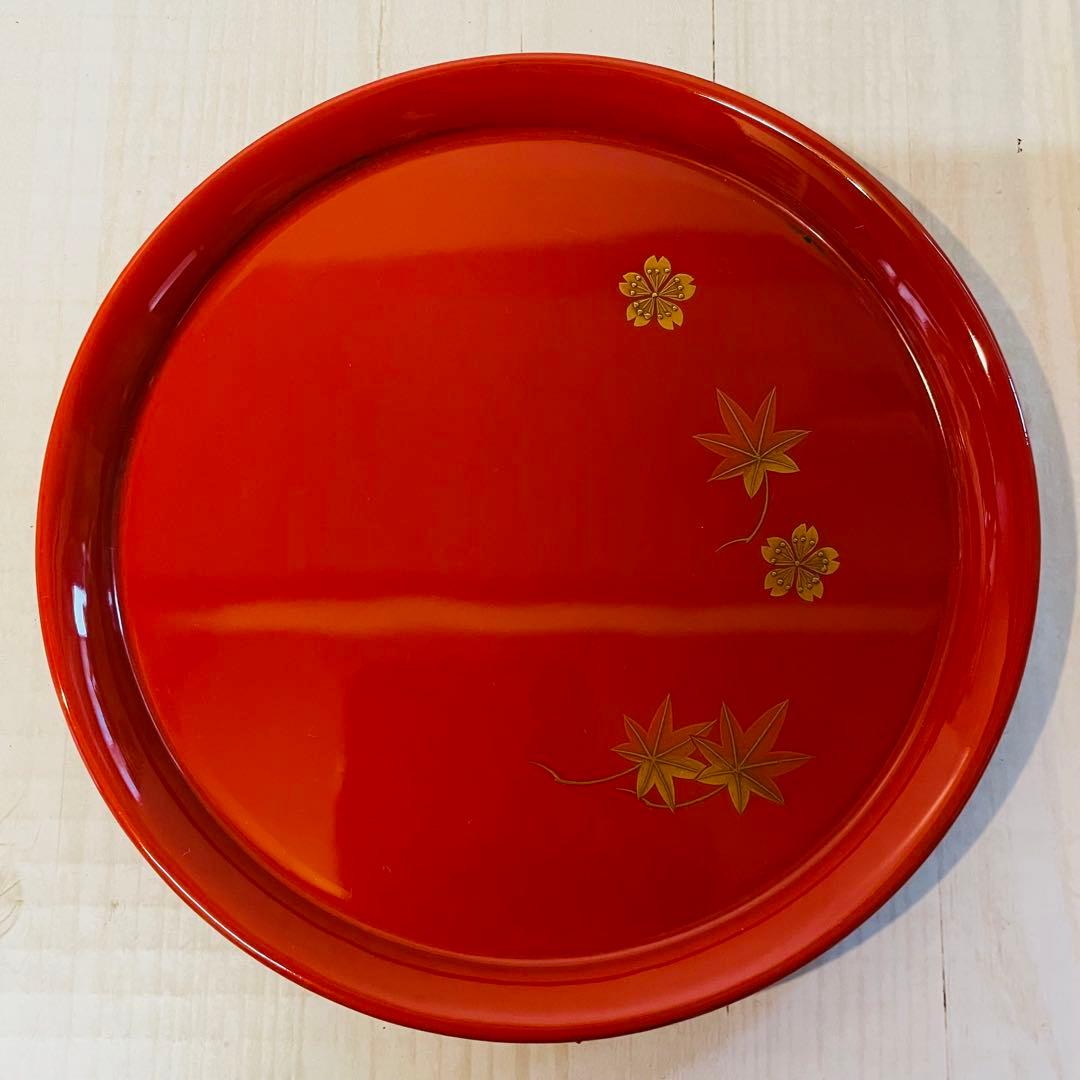 超美品　輪島塗　漆器　稲忠　円形皿 銘々皿　5枚セット　正月　ひな祭り