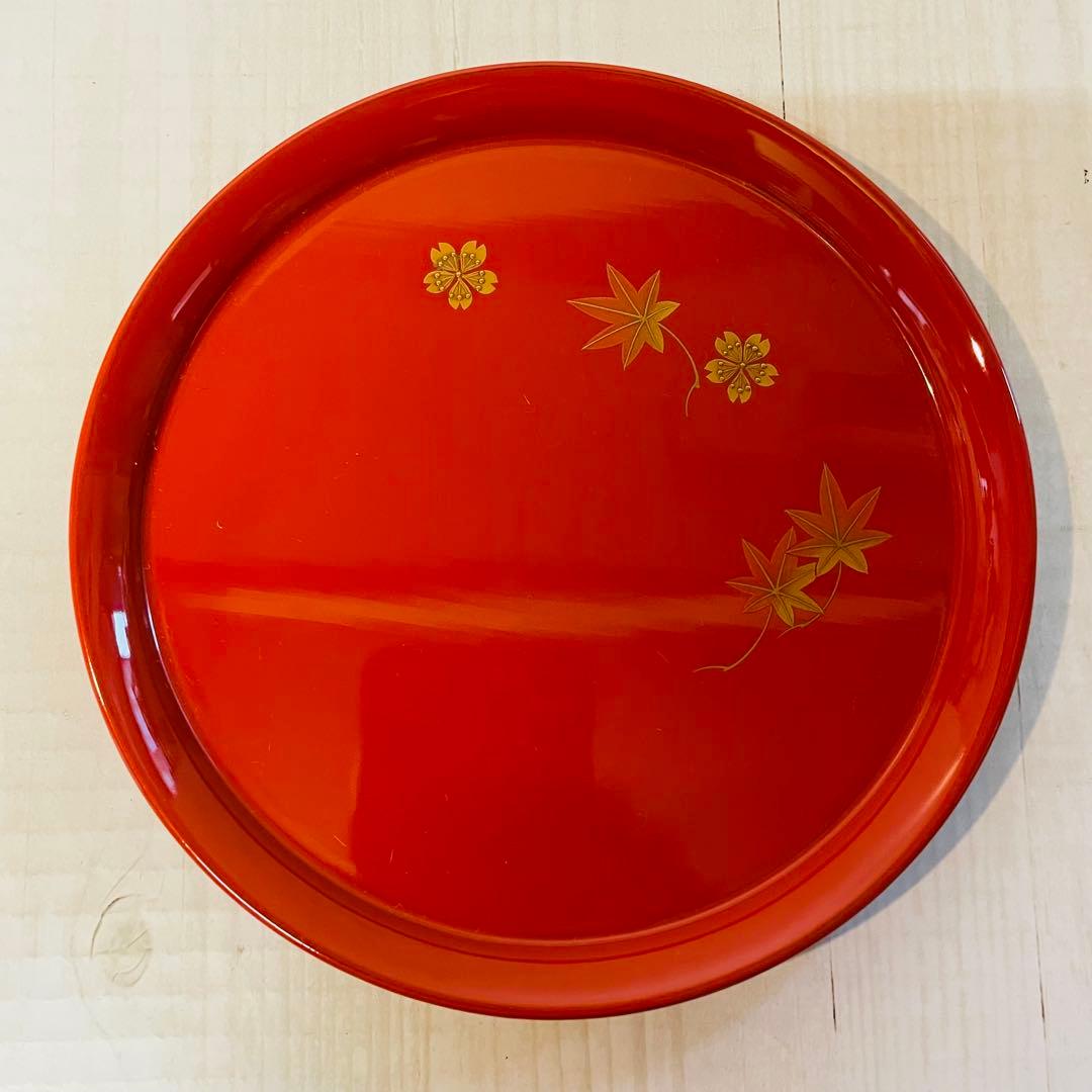 超美品　輪島塗　漆器　稲忠　円形皿 銘々皿　5枚セット　正月　ひな祭り