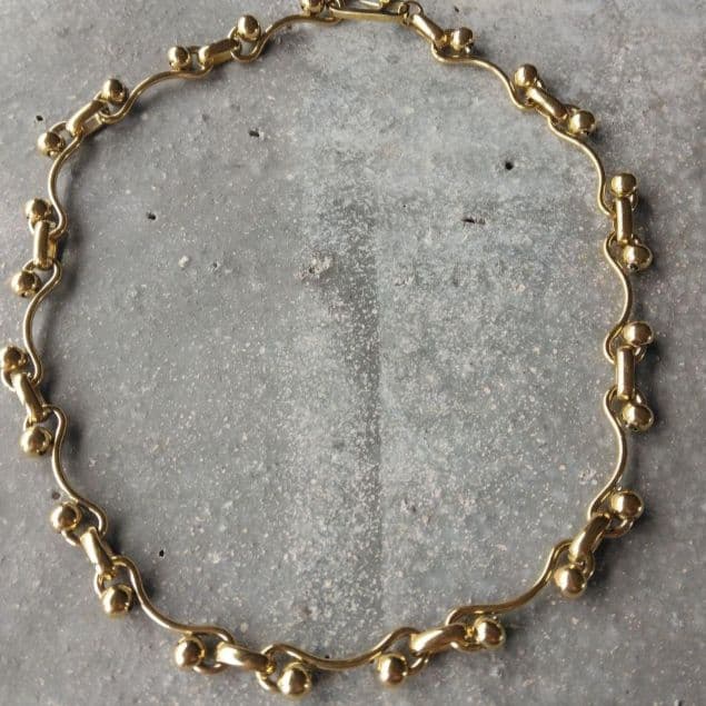 №1158さざれ石 ブラウンゴールドビーズネックレス