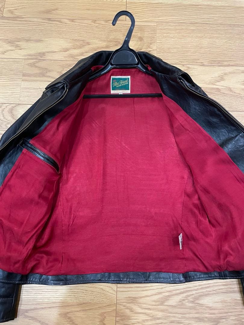 【ジミー】フラットヘッド 革ジャン シングルライダース L 40 黒