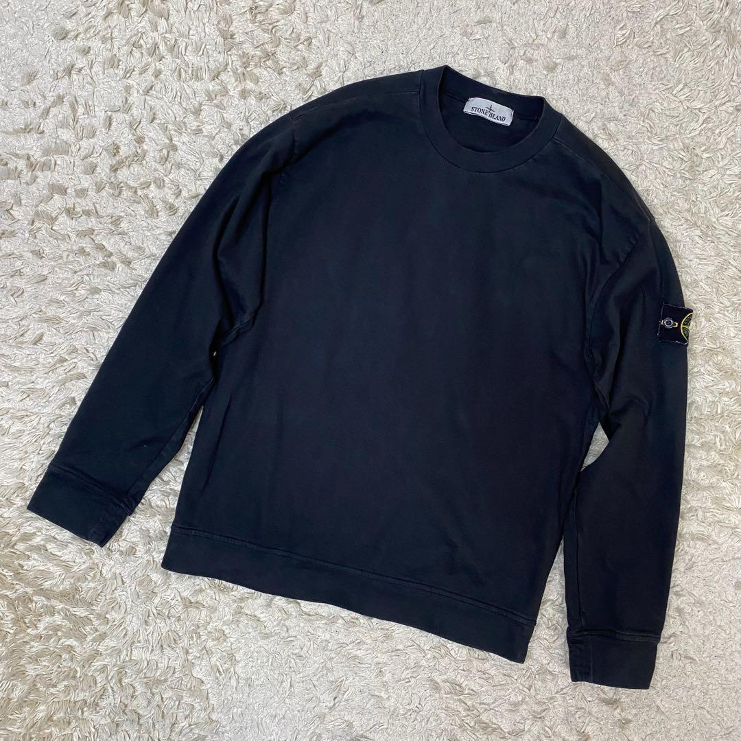 ストーンアイランド　長袖Tシャツ　ロゴワッペン　ブラック　S