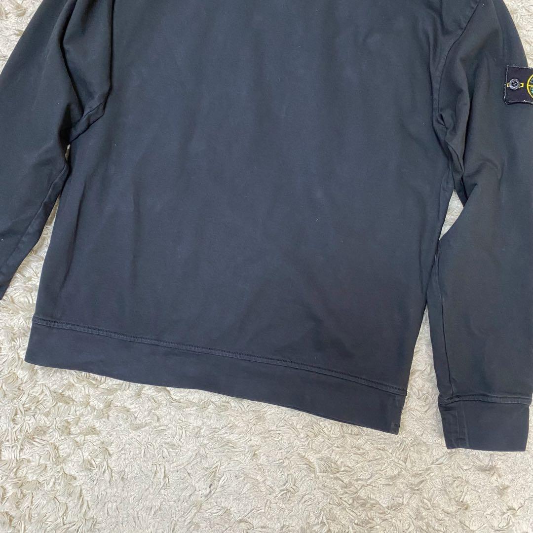 ストーンアイランド　長袖Tシャツ　ロゴワッペン　ブラック　S