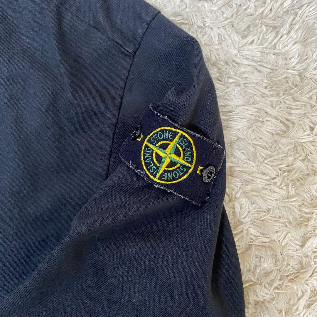 ストーンアイランド　長袖Tシャツ　ロゴワッペン　ブラック　S