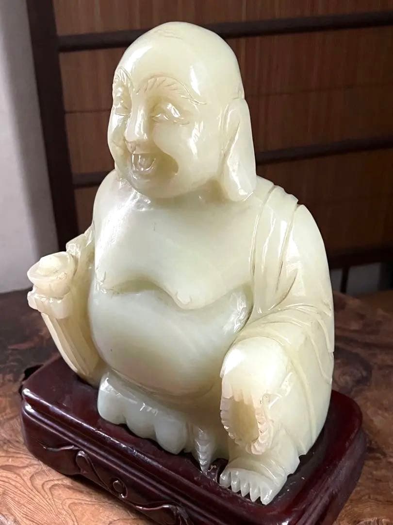 中国美術 時代 翡翠 瑪瑙 緑玉 弥勒菩薩 七福神 台座付き 総重量 約4.5㎏