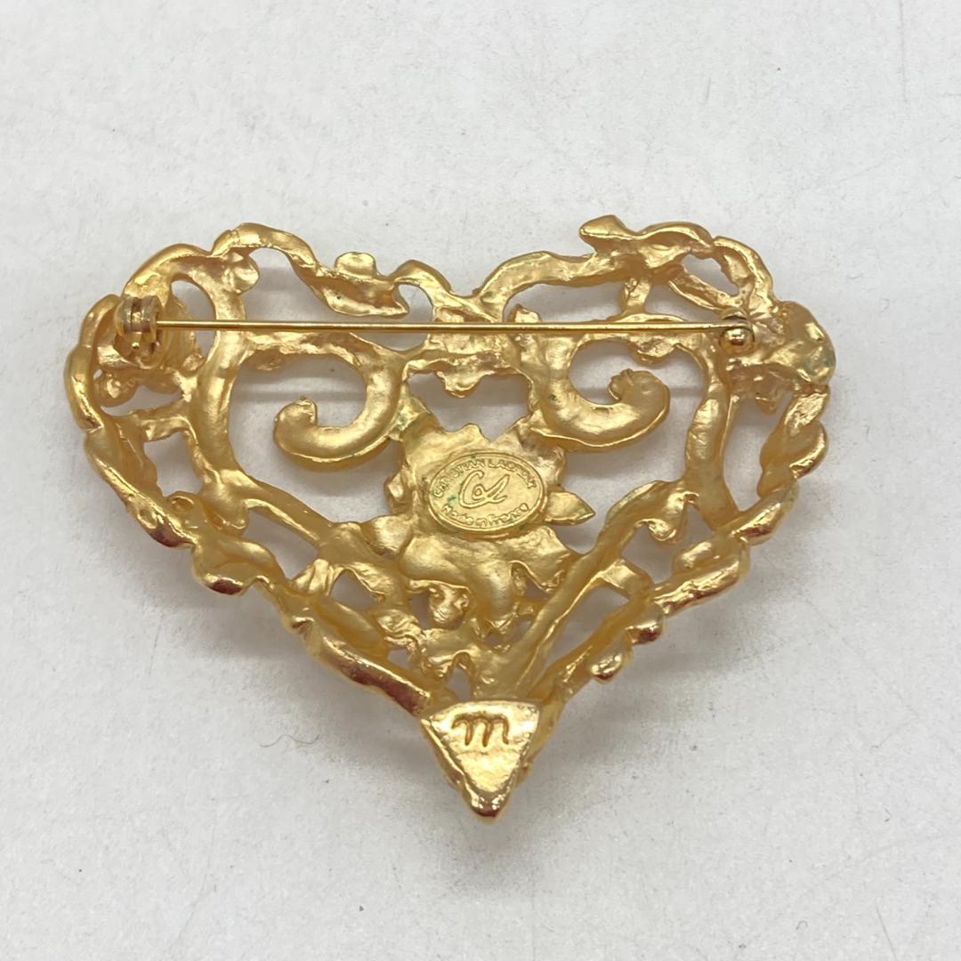 ▼Christian Lacroix ブローチ　ヴィンテージ　ハート　ゴールド