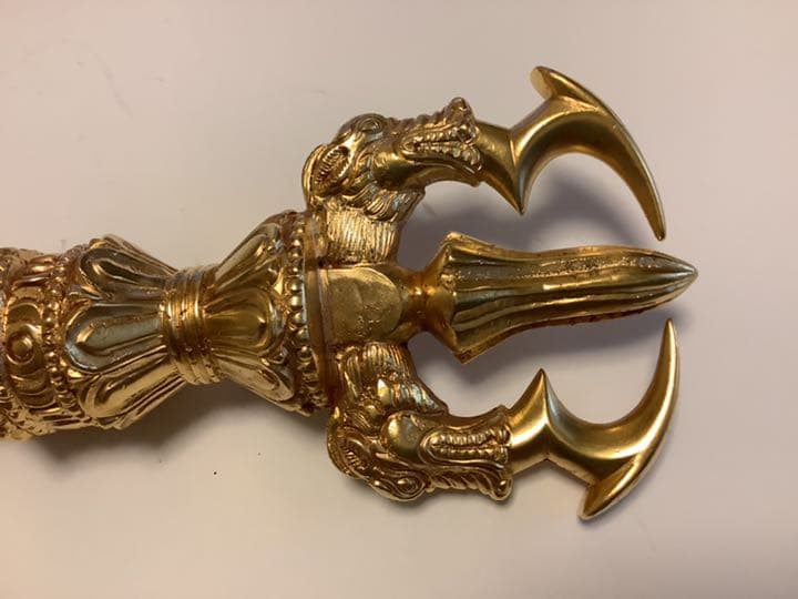 《SALE》 24金張り　三鈷杵　バジュラ　仏教　BIGサイズ　約23センチ　6