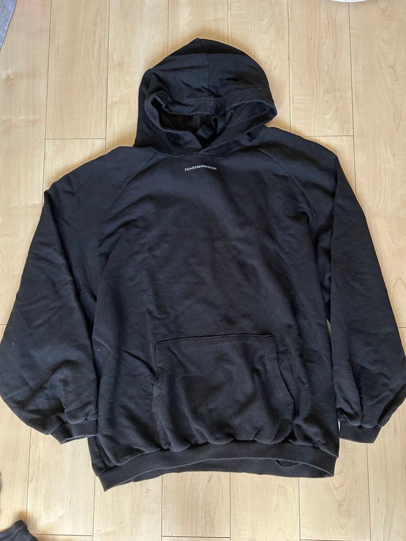 PEACEMINUSONE ブラック フードパーカー