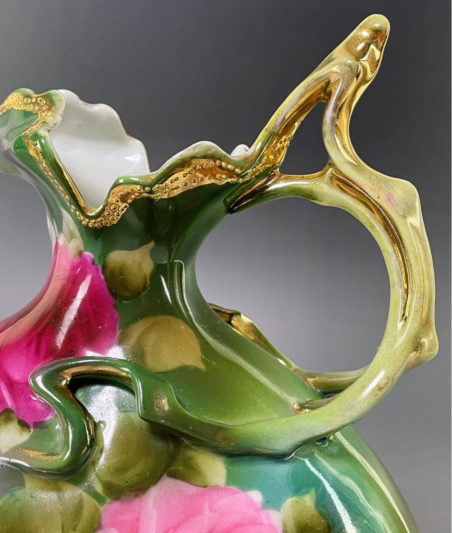 【美品】オールドノリタケ 22.8㎝ 薔薇文花瓶 金彩 バラ図 ばら 水差し