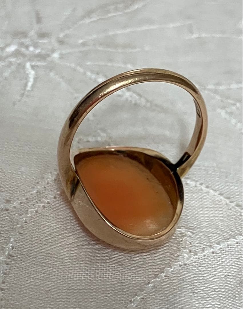 アンティーク　シェルカメオリング　9k