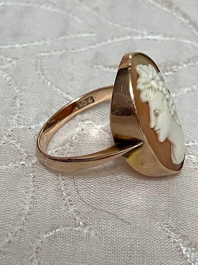 アンティーク　シェルカメオリング　9k