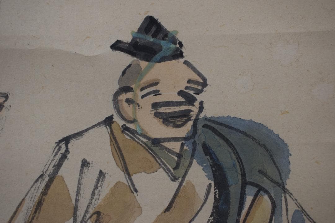 【真作】伊勢門水/末広画賛/福来たる・・・/正月掛/掛軸☆宝船☆Y-803　JM