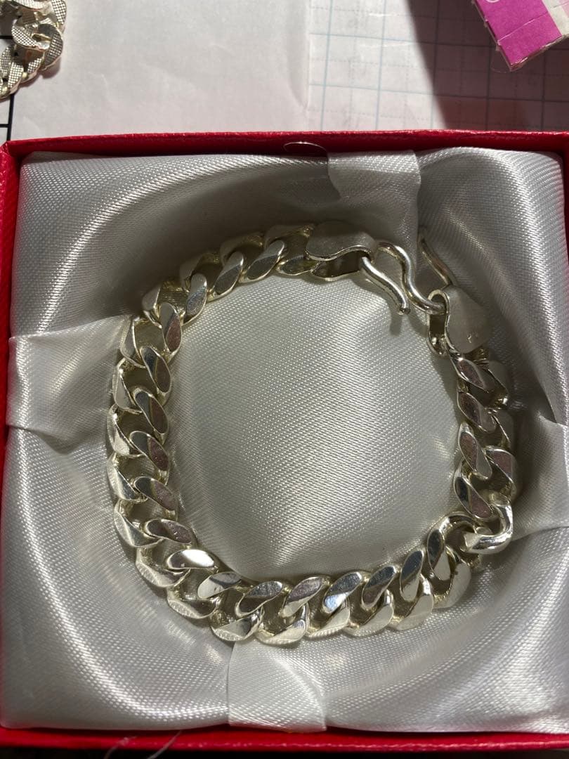 新品・未使用 シルバー925 メンズ チェーンブレスレット 無垢 銀