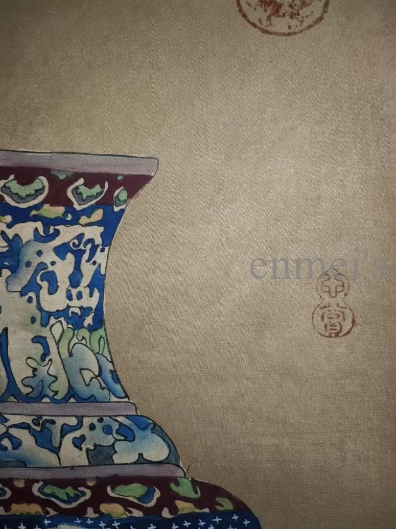 中国古美術 近代 絹本手描き 郎世寧 博古瓶図 三尺 牙軸 肉筆 古玩 中堂画