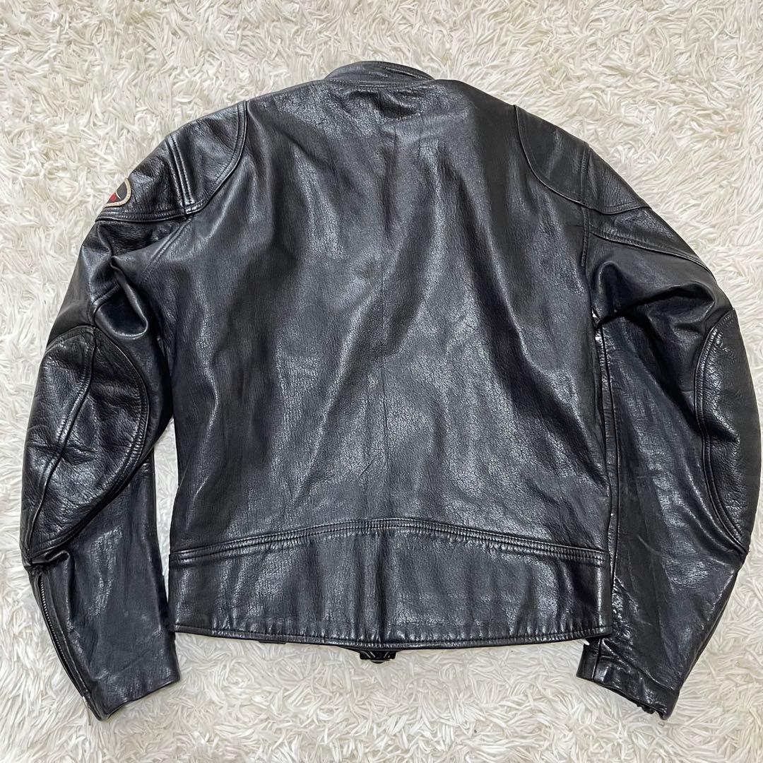 【美品】クシタニ　シングルライダースジャケット　ラムレザー　ワッペン　ブラック