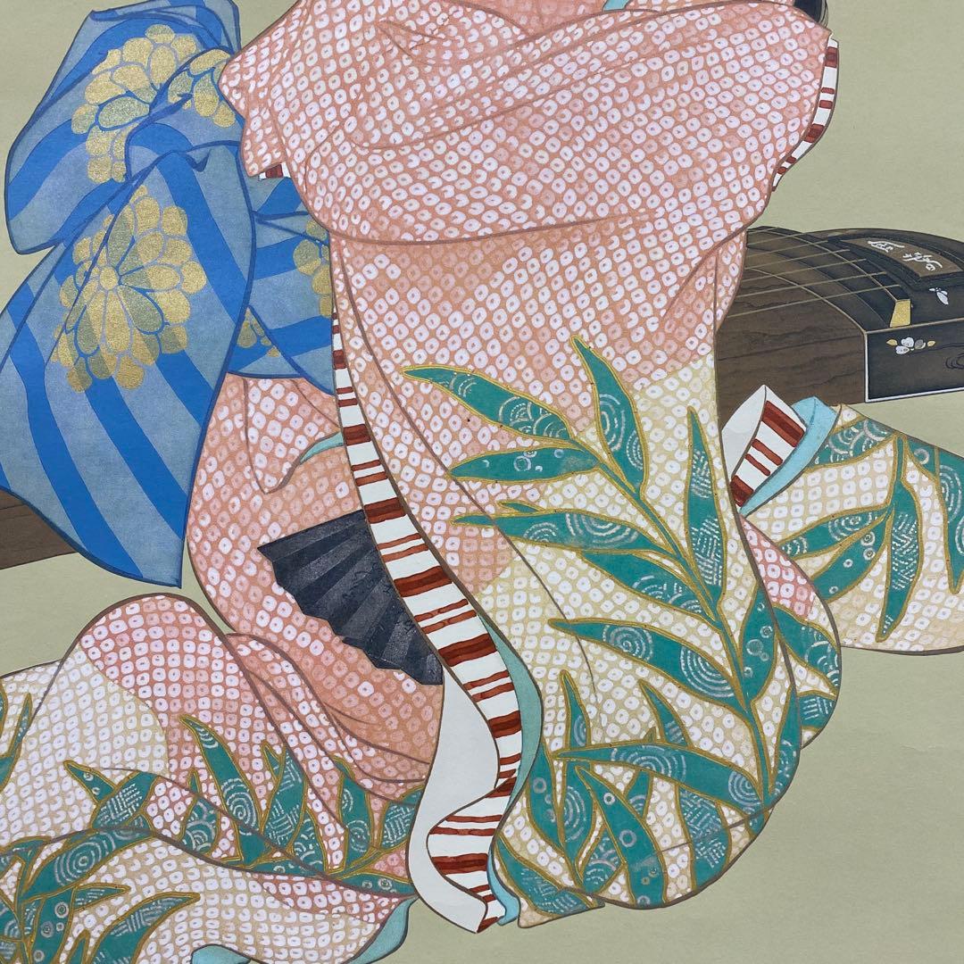 美品 掛け軸 上村松園筆「娘深雪」美人画 名画 シルクスクリーン 限定品