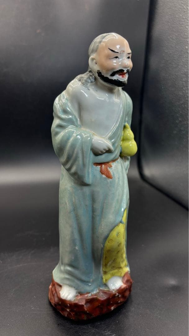 中国美術 古玩 色絵陶人形 陶器人形 高さ約24cm 置物 オブジェ 古董品