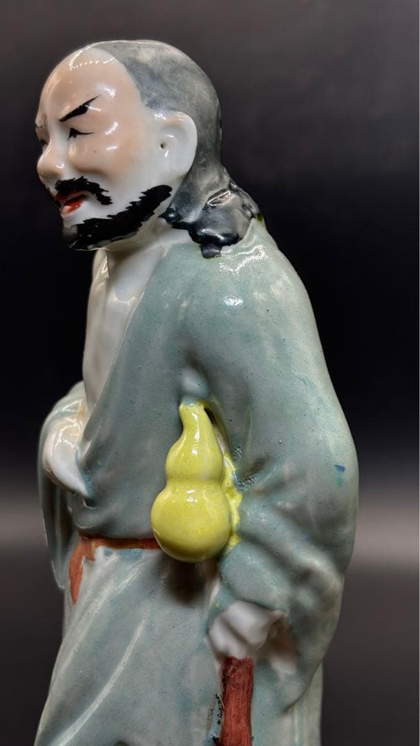 中国美術 古玩 色絵陶人形 陶器人形 高さ約24cm 置物 オブジェ 古董品