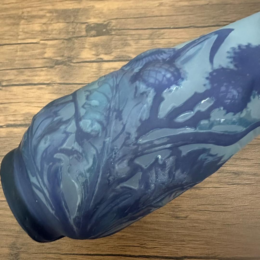 【証明書】 エミールガレ　芥子紋　　花瓶　技法スフレ　被せガラス　高さ28cm