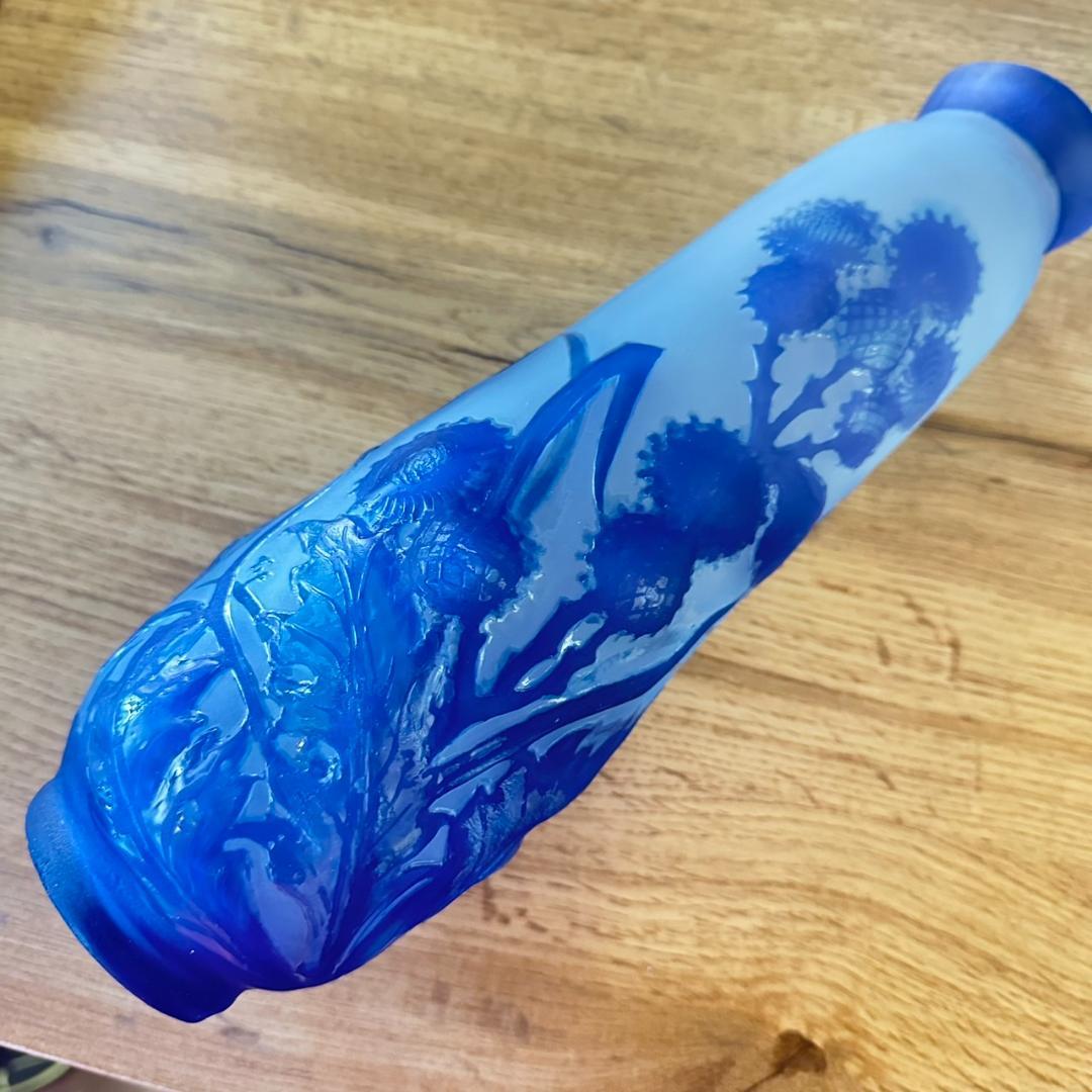 【証明書】 エミールガレ　芥子紋　　花瓶　技法スフレ　被せガラス　高さ28cm