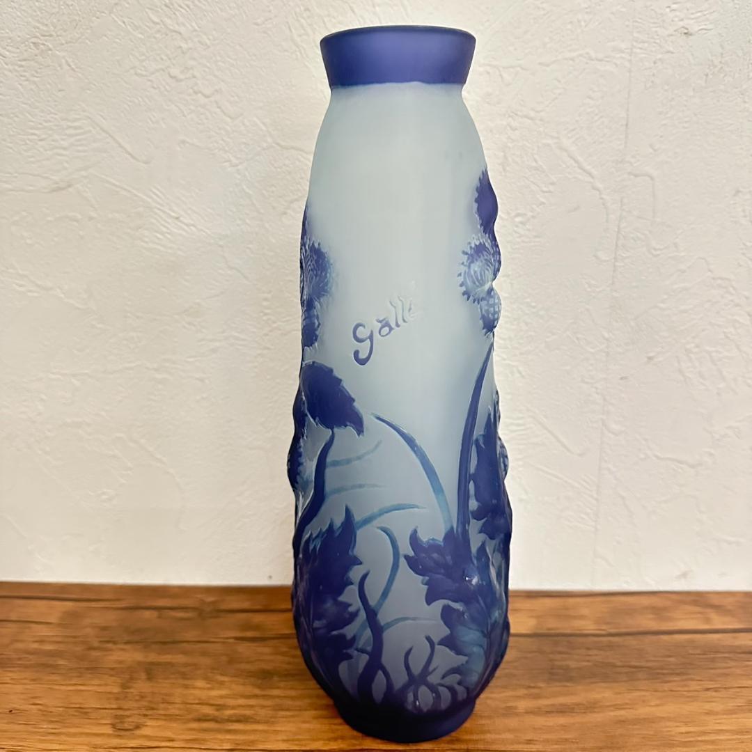 【証明書】 エミールガレ　芥子紋　　花瓶　技法スフレ　被せガラス　高さ28cm