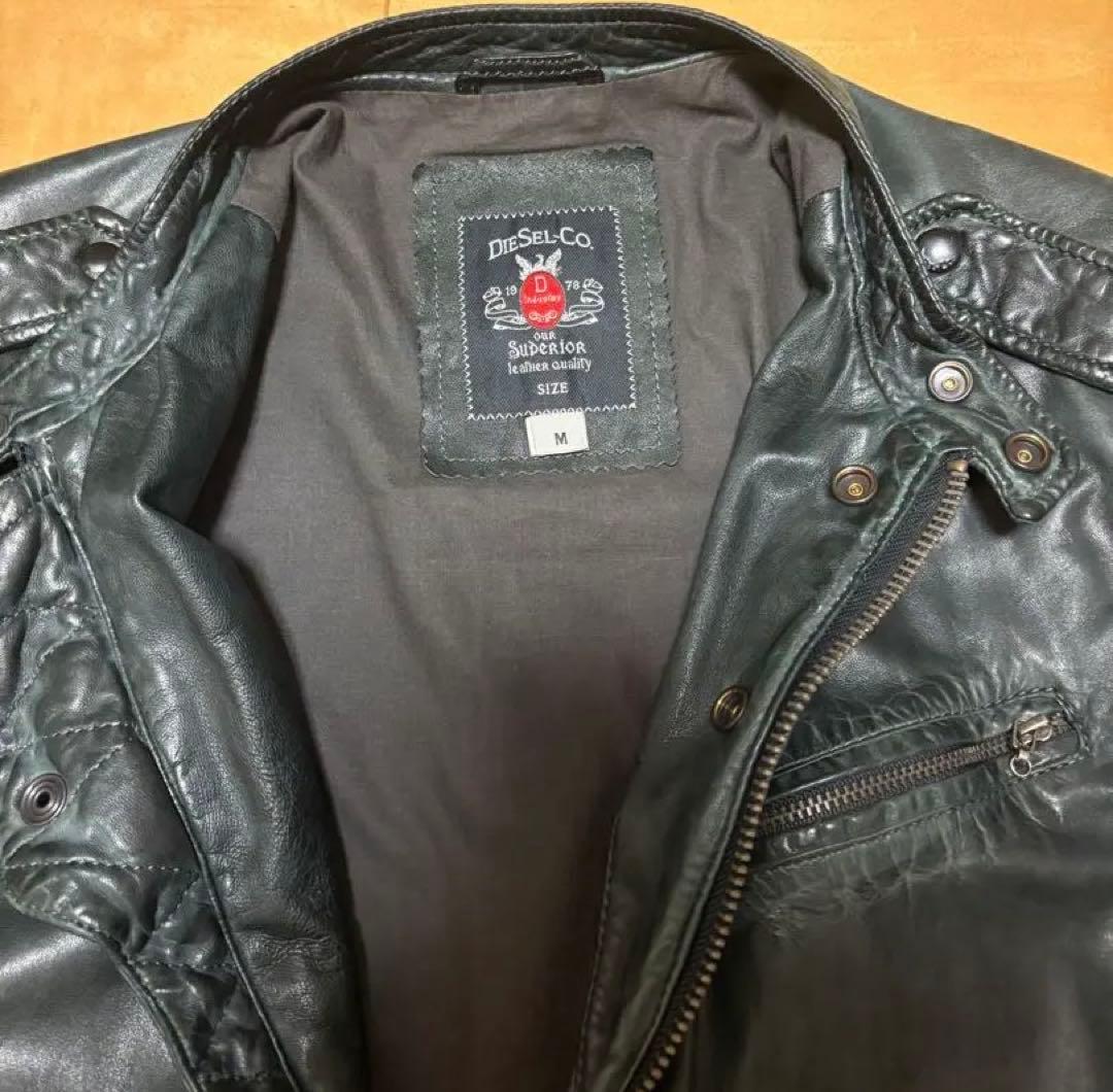 DIESEL-Co　ブラックレザーシングルライダースジャケット M