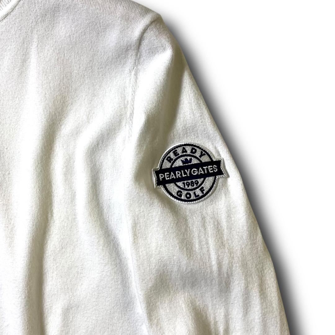 1 パーリーゲイツ 定1.9万 ビッグロゴ タートルネック 長袖 ニット 白