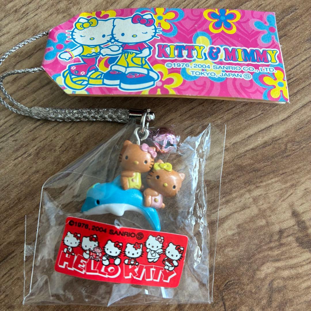ハローキティ ガングロ　キティ　ミミィ　イルカ　根付け　サンリオ　希少
